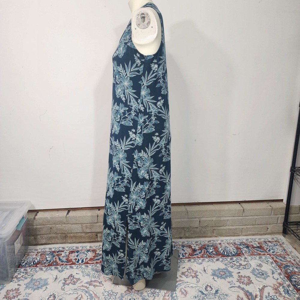 J. Jill Wearever Collection Maxi Dress Small Tall Blue Floral Sleeveless Stretch - Picture 13 of 13